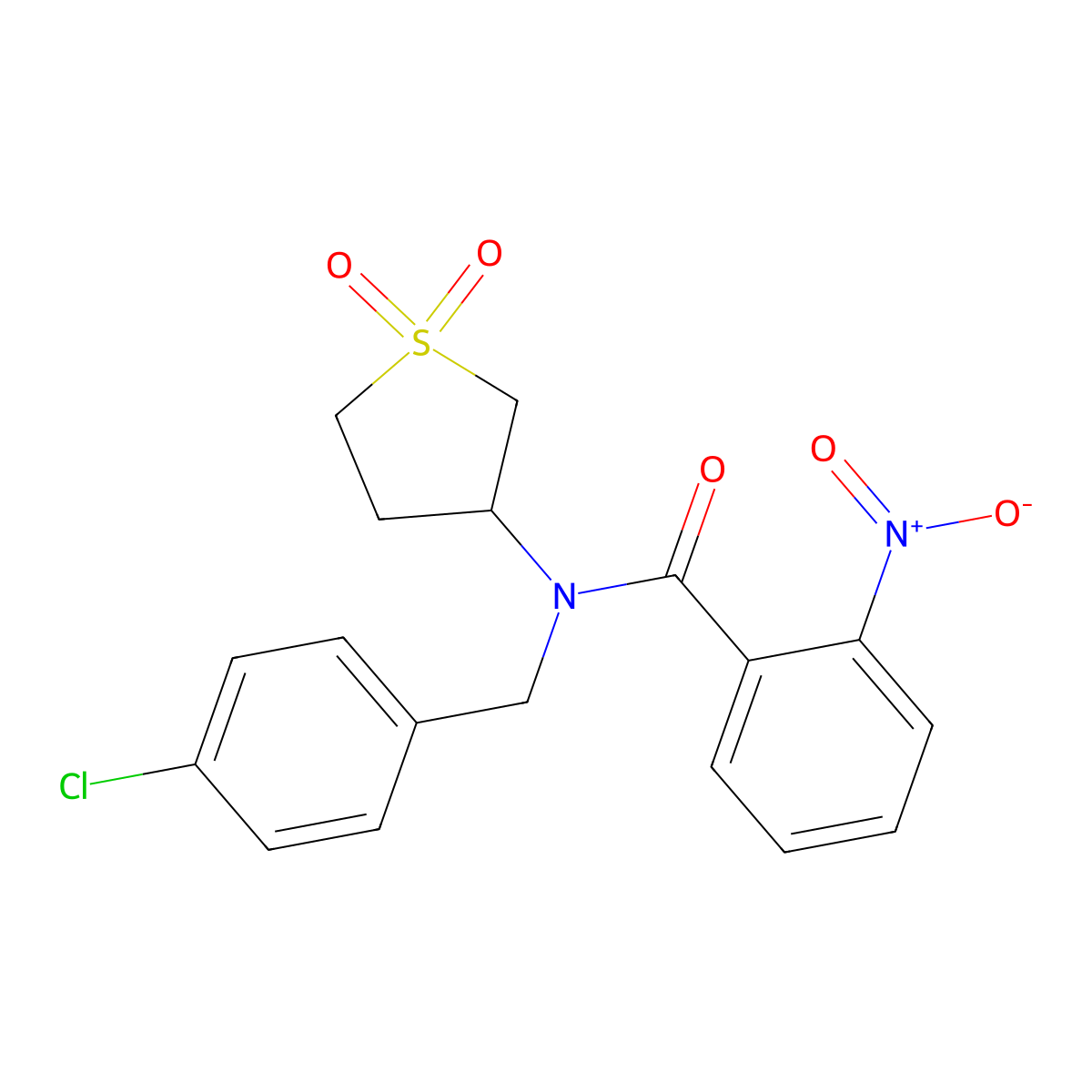 N-(4-chlorobenzyl)-N-(1,1-dioxidotetrahydrothiophen-3-yl)-2-nitrobenzamide molecular structure, CAS 620557-31-5