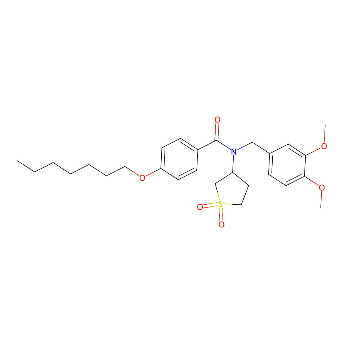 N-(3,4-dimethoxybenzyl)-N-(1,1-dioxidotetrahydrothiophen-3-yl)-4-(heptyloxy)benzamide molecular structure, CAS 620557-40-6