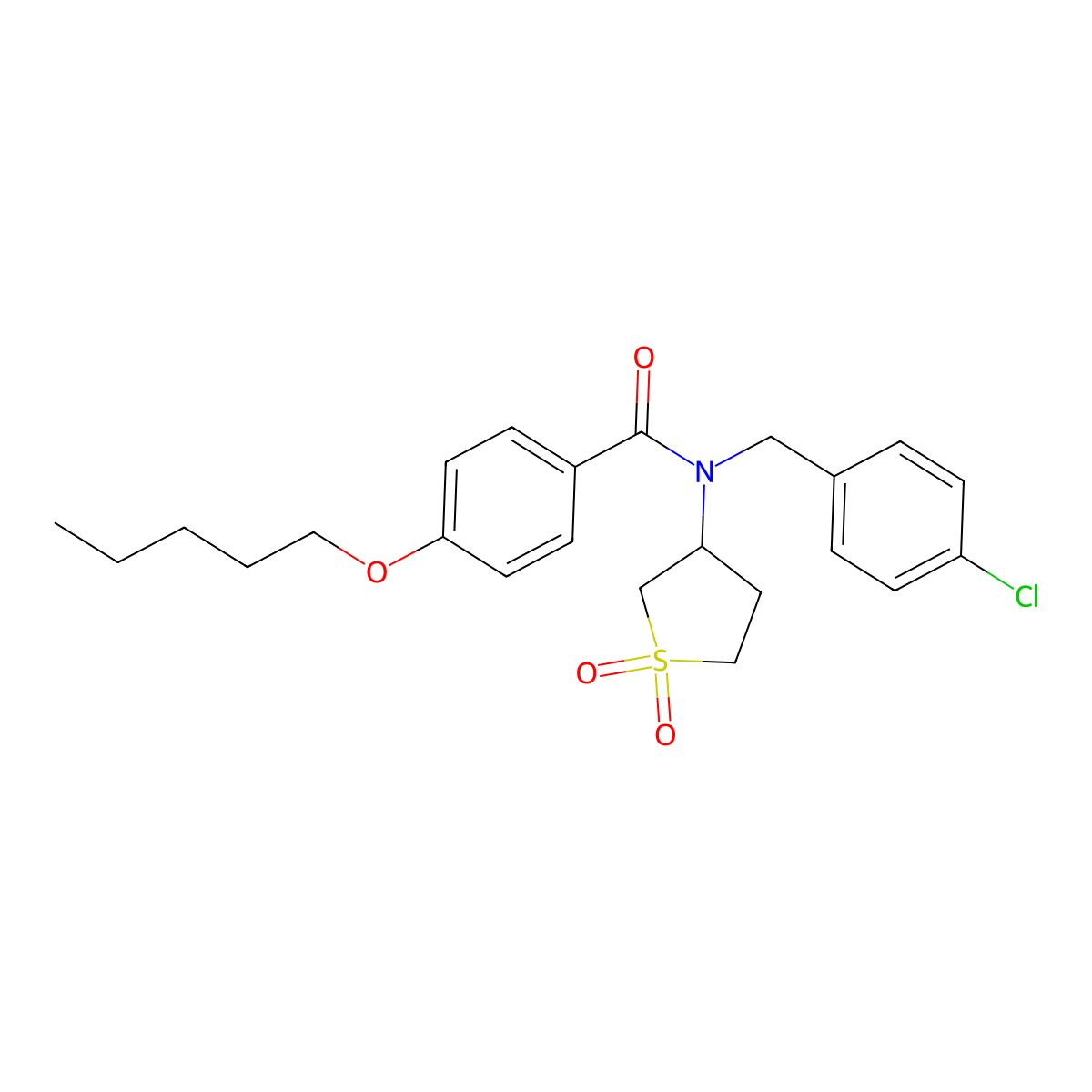 N-(4-chlorobenzyl)-N-(1,1-dioxidotetrahydrothiophen-3-yl)-4-(pentyloxy)benzamide molecular structure, CAS 620557-42-8