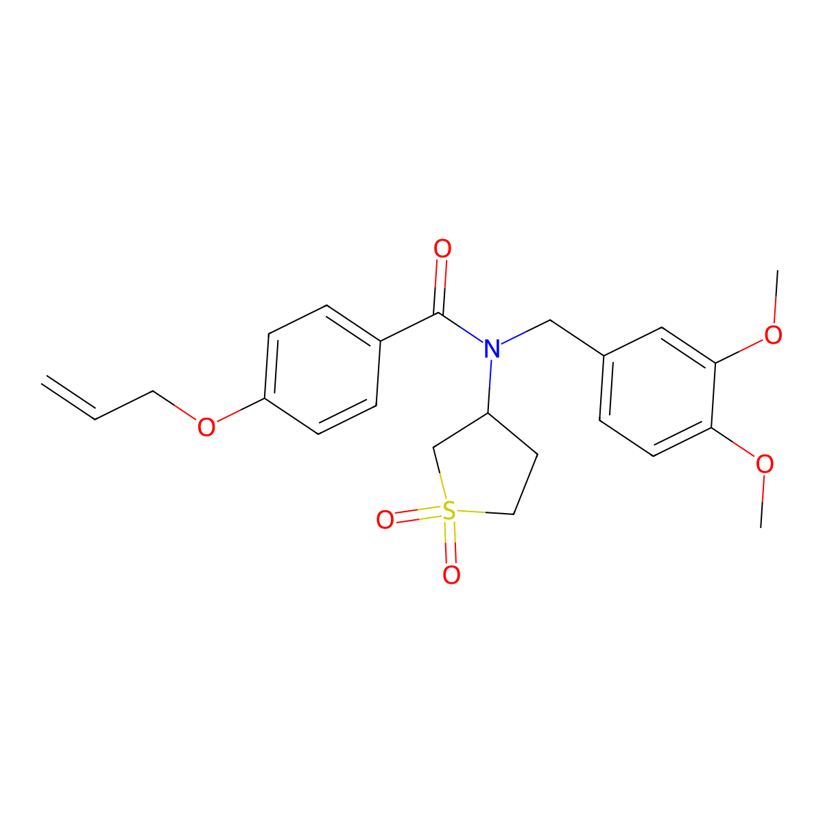 N-(3,4-dimethoxybenzyl)-N-(1,1-dioxidotetrahydrothiophen-3-yl)-4-(prop-2-en-1-yloxy)benzamide molecular structure, CAS 620557-44-0