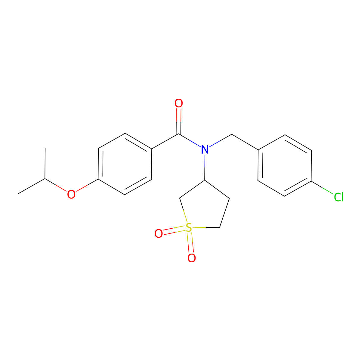 N-(4-chlorobenzyl)-N-(1,1-dioxidotetrahydrothiophen-3-yl)-4-(propan-2-yloxy)benzamide molecular structure, CAS 620557-47-3