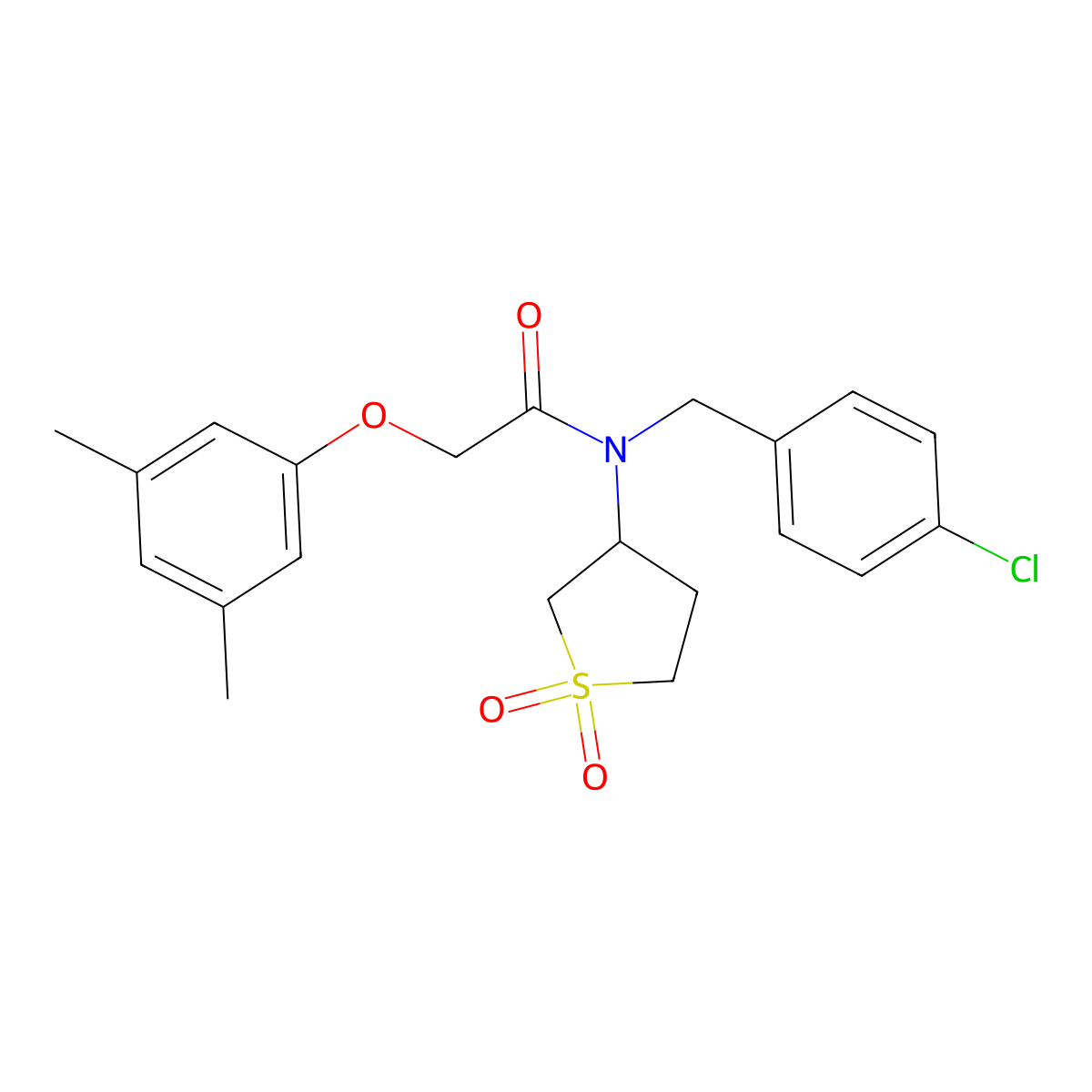 N-(4-chlorobenzyl)-2-(3,5-dimethylphenoxy)-N-(1,1-dioxidotetrahydrothiophen-3-yl)acetamide molecular structure, CAS 620557-75-7