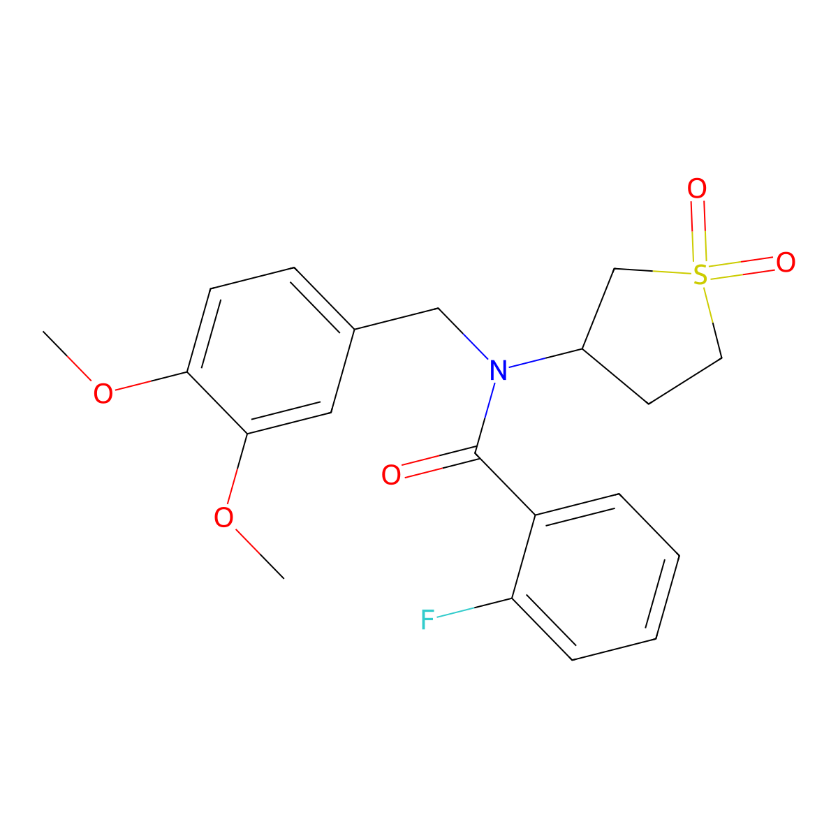 N-(3,4-dimethoxybenzyl)-N-(1,1-dioxidotetrahydrothiophen-3-yl)-2-fluorobenzamide molecular structure, CAS 620557-88-2