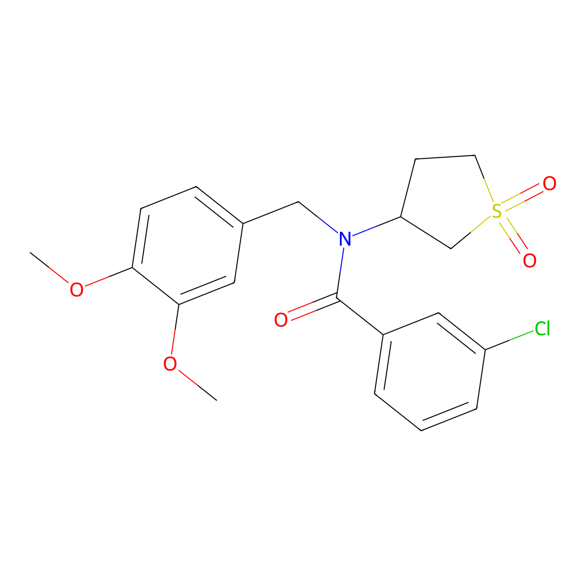 3-chloro-N-(3,4-dimethoxybenzyl)-N-(1,1-dioxidotetrahydrothiophen-3-yl)benzamide molecular structure, CAS 620557-91-7