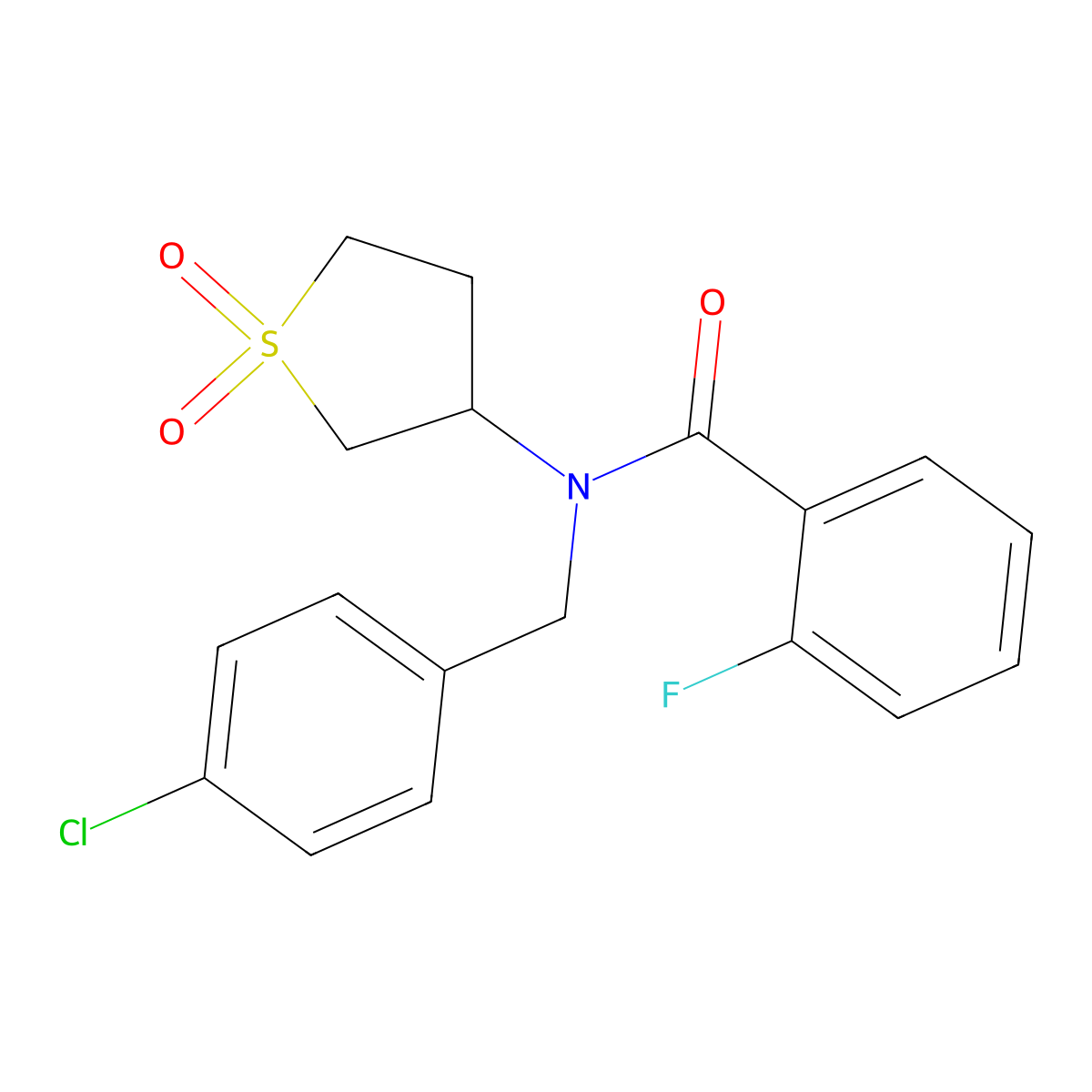 N-(4-chlorobenzyl)-N-(1,1-dioxidotetrahydrothiophen-3-yl)-2-fluorobenzamide molecular structure, CAS 620557-98-4
