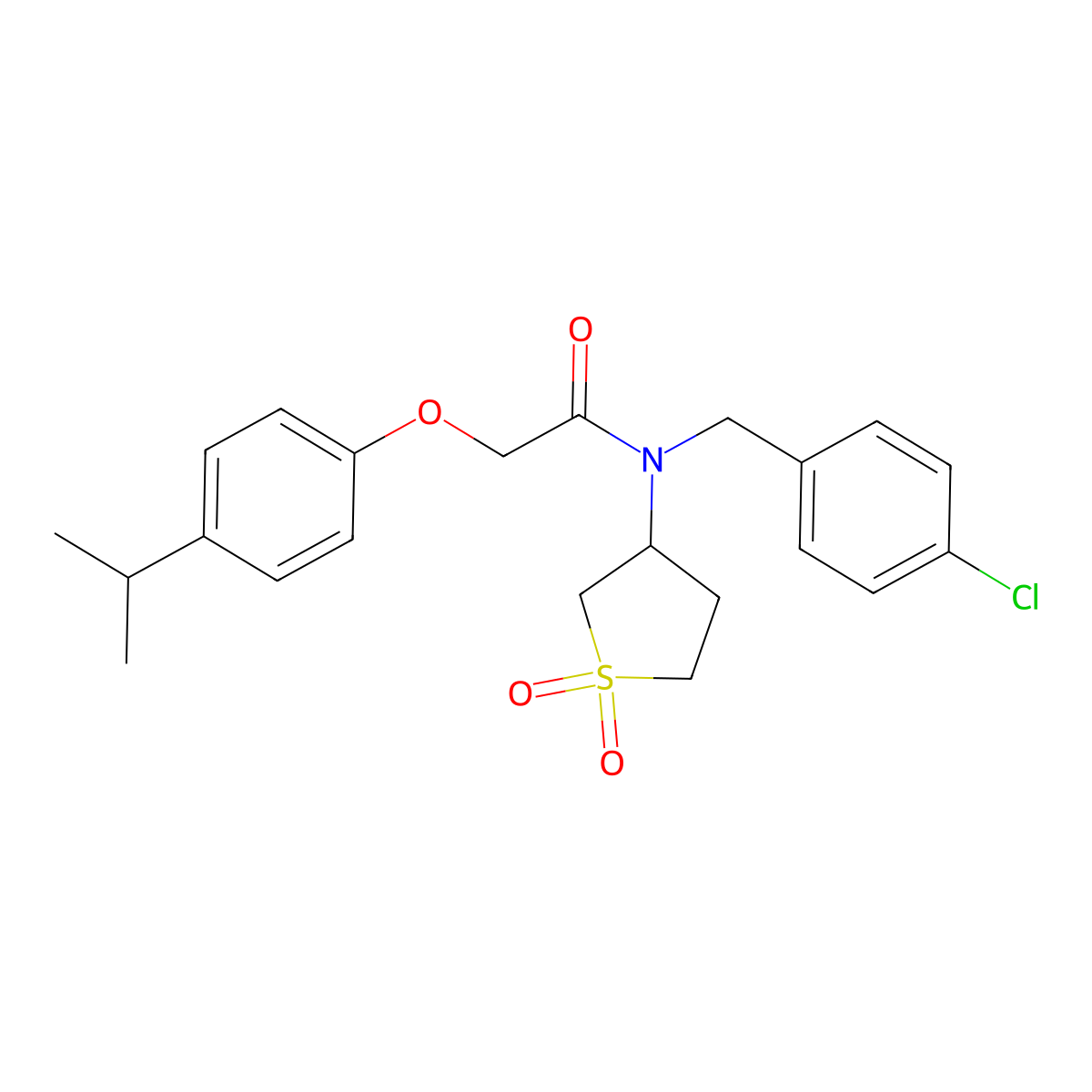 N-(4-chlorobenzyl)-N-(1,1-dioxidotetrahydrothiophen-3-yl)-2-[4-(propan-2-yl)phenoxy]acetamide molecular structure, CAS 620558-07-8