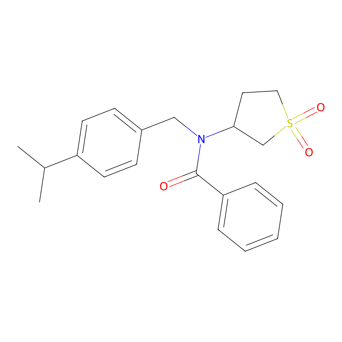 N-(1,1-dioxidotetrahydrothiophen-3-yl)-N-[4-(propan-2-yl)benzyl]benzamide molecular structure, CAS 620558-11-4