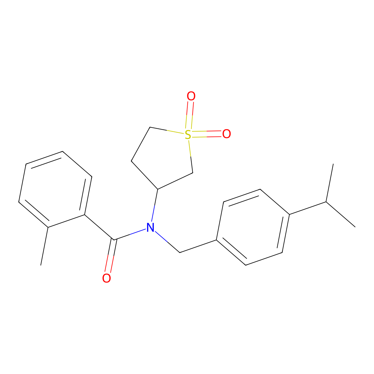N-(1,1-dioxidotetrahydrothiophen-3-yl)-2-methyl-N-[4-(propan-2-yl)benzyl]benzamide molecular structure, CAS 620558-16-9