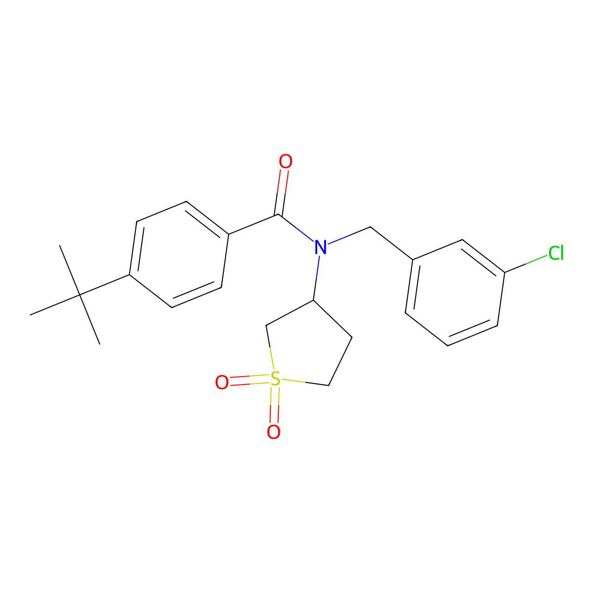 4-(tert-butyl)-N-(3-chlorobenzyl)-N-(1,1-dioxidotetrahydrothiophen-3-yl)benzamide molecular structure, CAS 620558-19-2