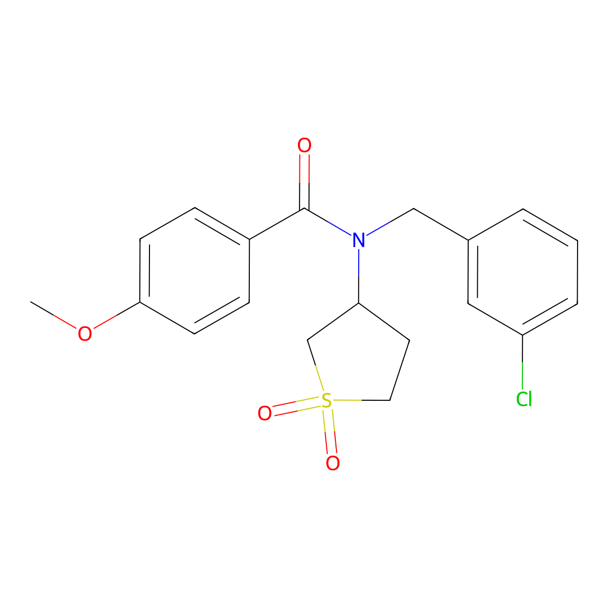 N-(3-chlorobenzyl)-N-(1,1-dioxidotetrahydrothiophen-3-yl)-4-methoxybenzamide molecular structure, CAS 620558-20-5