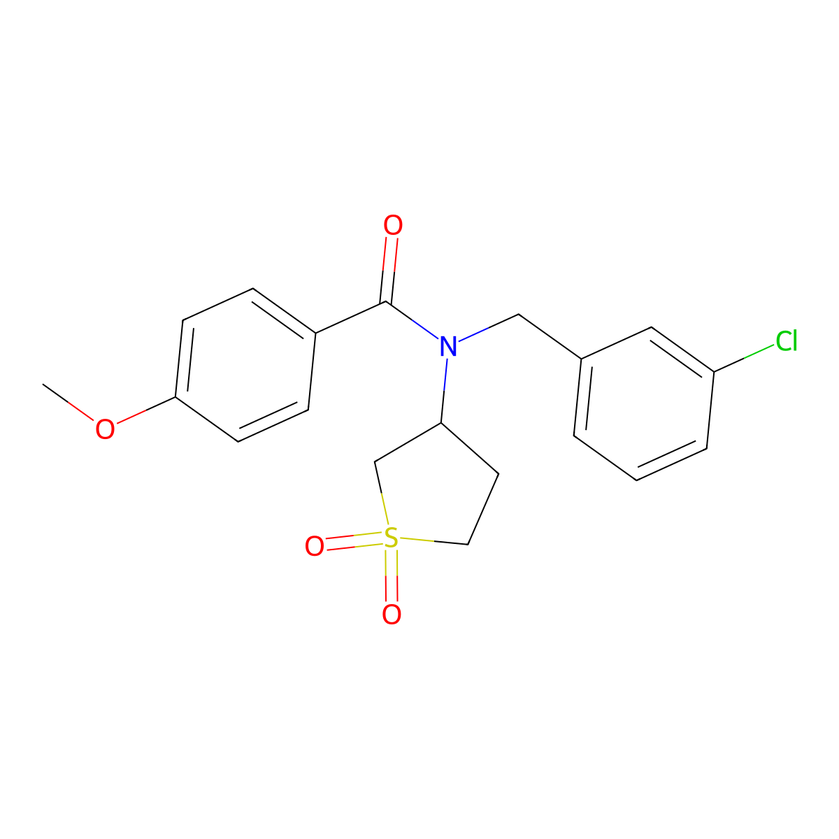 N-(3-chlorobenzyl)-N-(1,1-dioxidotetrahydrothiophen-3-yl)-4-methoxybenzamide molecular structure, CAS 620558-20-5