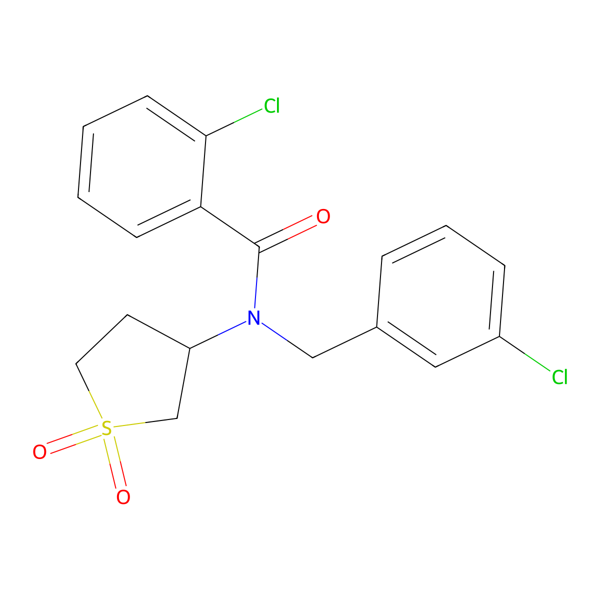 2-chloro-N-(3-chlorobenzyl)-N-(1,1-dioxidotetrahydrothiophen-3-yl)benzamide molecular structure, CAS 620558-22-7
