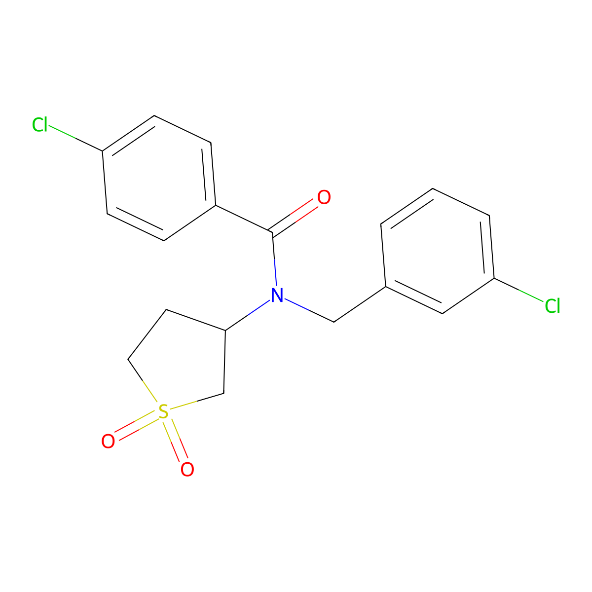 4-chloro-N-(3-chlorobenzyl)-N-(1,1-dioxidotetrahydrothiophen-3-yl)benzamide molecular structure, CAS 620558-26-1