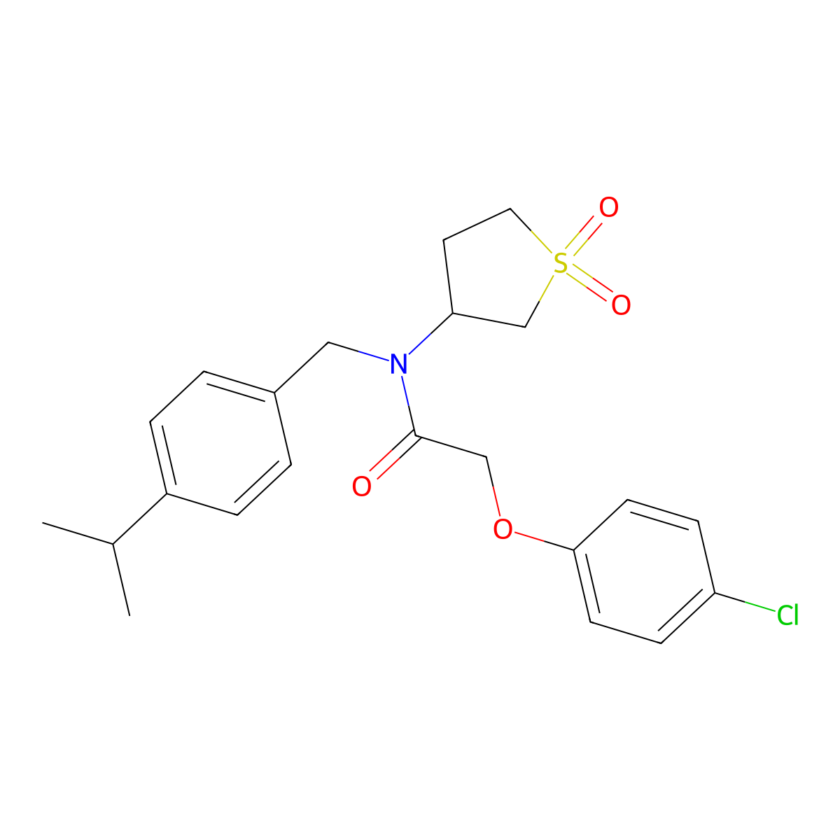 2-(4-chlorophenoxy)-N-(1,1-dioxidotetrahydrothiophen-3-yl)-N-[4-(propan-2-yl)benzyl]acetamide molecular structure, CAS 620558-29-4