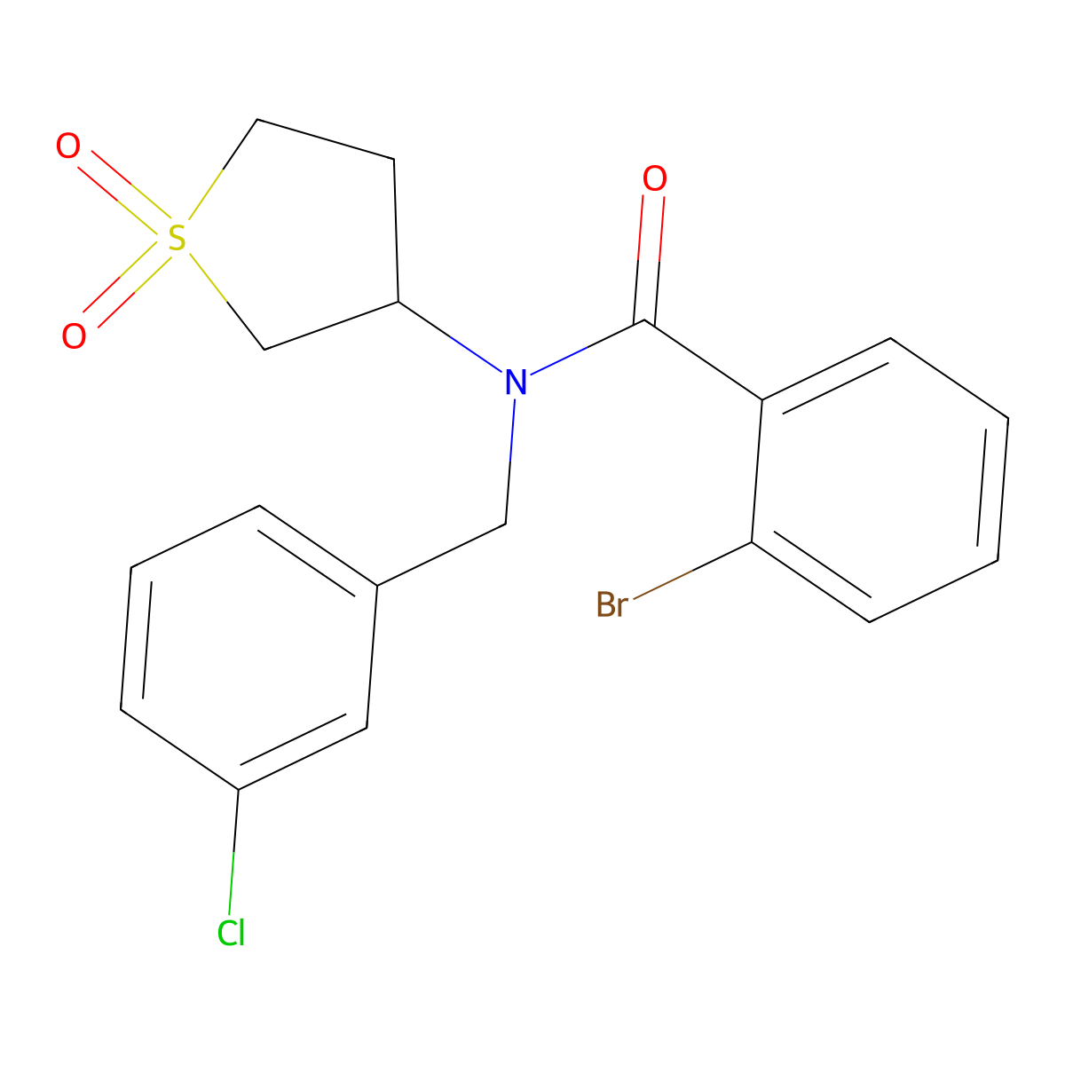 2-bromo-N-(3-chlorobenzyl)-N-(1,1-dioxidotetrahydrothiophen-3-yl)benzamide molecular structure, CAS 620558-30-7