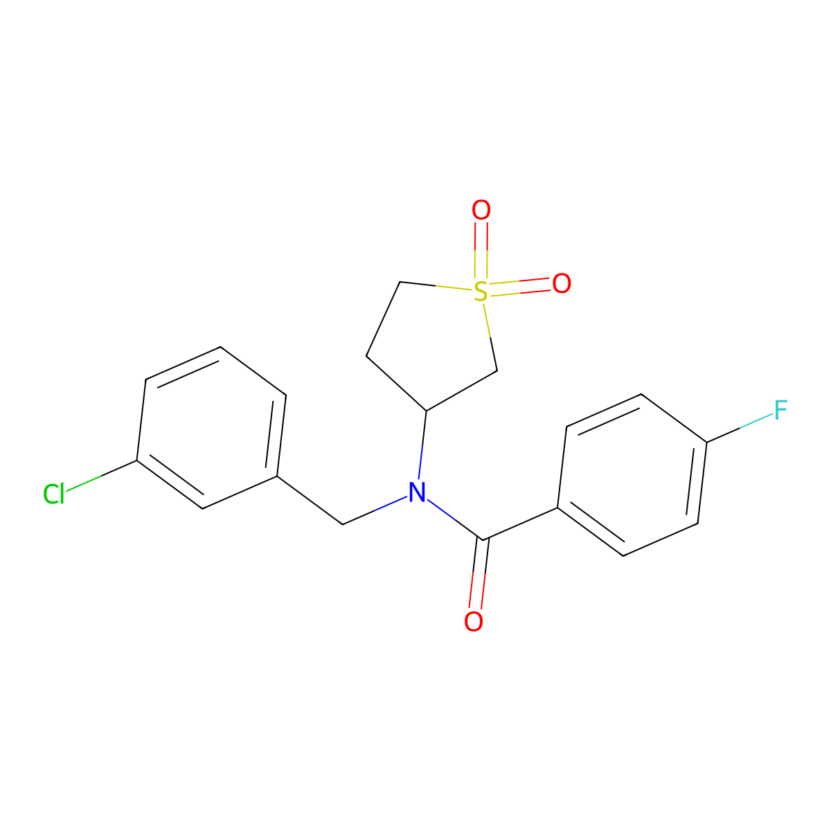 N-(3-chlorobenzyl)-N-(1,1-dioxidotetrahydrothiophen-3-yl)-4-fluorobenzamide molecular structure, CAS 620558-35-2