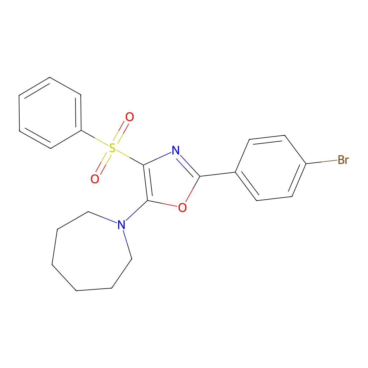 5-(Azepan-1-yl)-2-(4-bromophenyl)-4-(phenylsulfonyl)oxazole molecular structure, CAS 620558-51-2