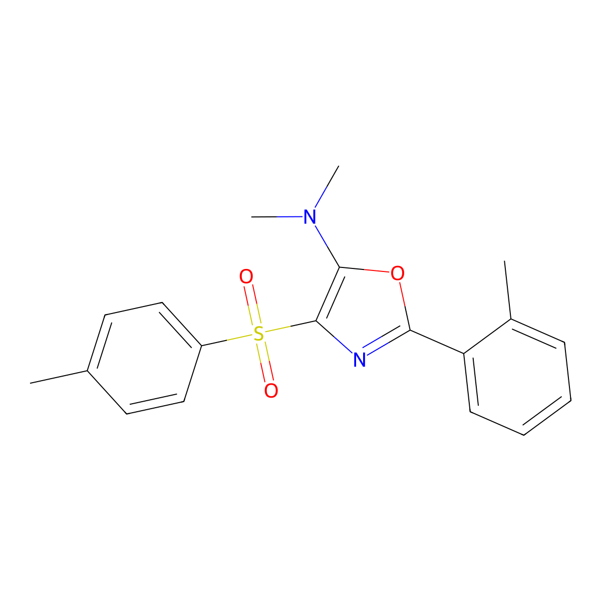 N,N-Dimethyl-4-(4-methylbenzenesulfonyl)-2-(2-methylphenyl)-1,3-oxazol-5-amine molecular structure, CAS 620558-77-2