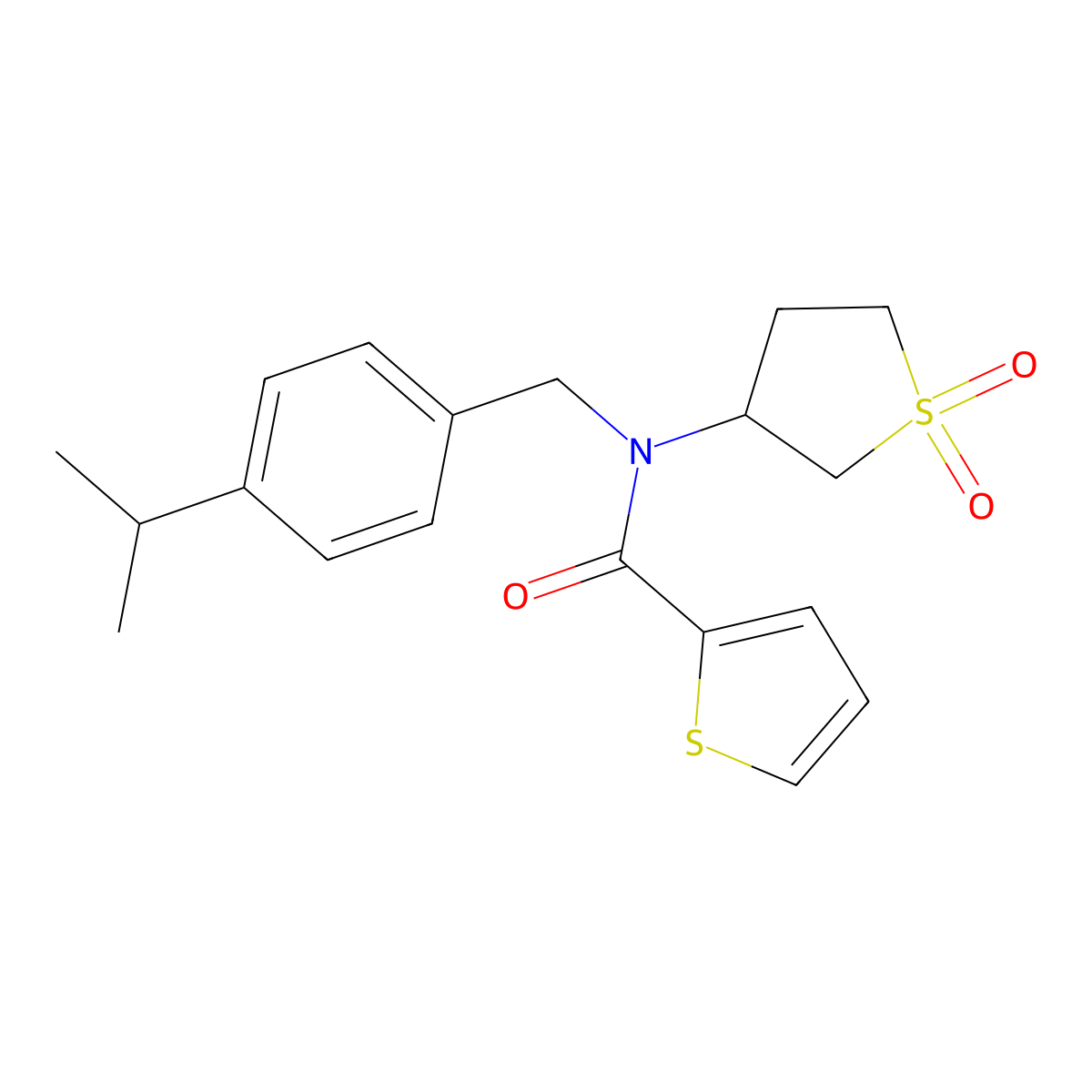 N-(1,1-dioxidotetrahydrothiophen-3-yl)-N-[4-(propan-2-yl)benzyl]thiophene-2-carboxamide molecular structure, CAS 620558-80-7