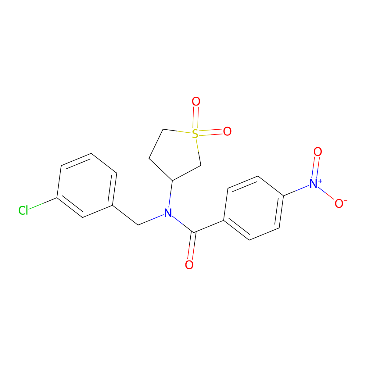 N-(3-chlorobenzyl)-N-(1,1-dioxidotetrahydrothiophen-3-yl)-4-nitrobenzamide molecular structure, CAS 620558-84-1