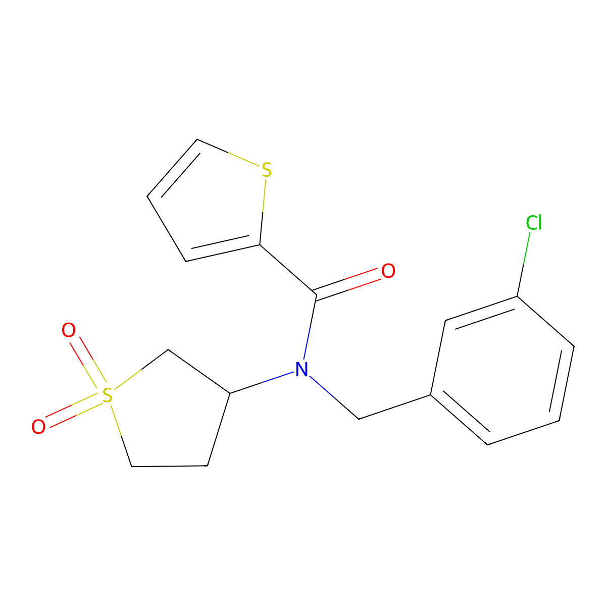 N-(3-chlorobenzyl)-N-(1,1-dioxidotetrahydrothiophen-3-yl)thiophene-2-carboxamide molecular structure, CAS 620558-88-5