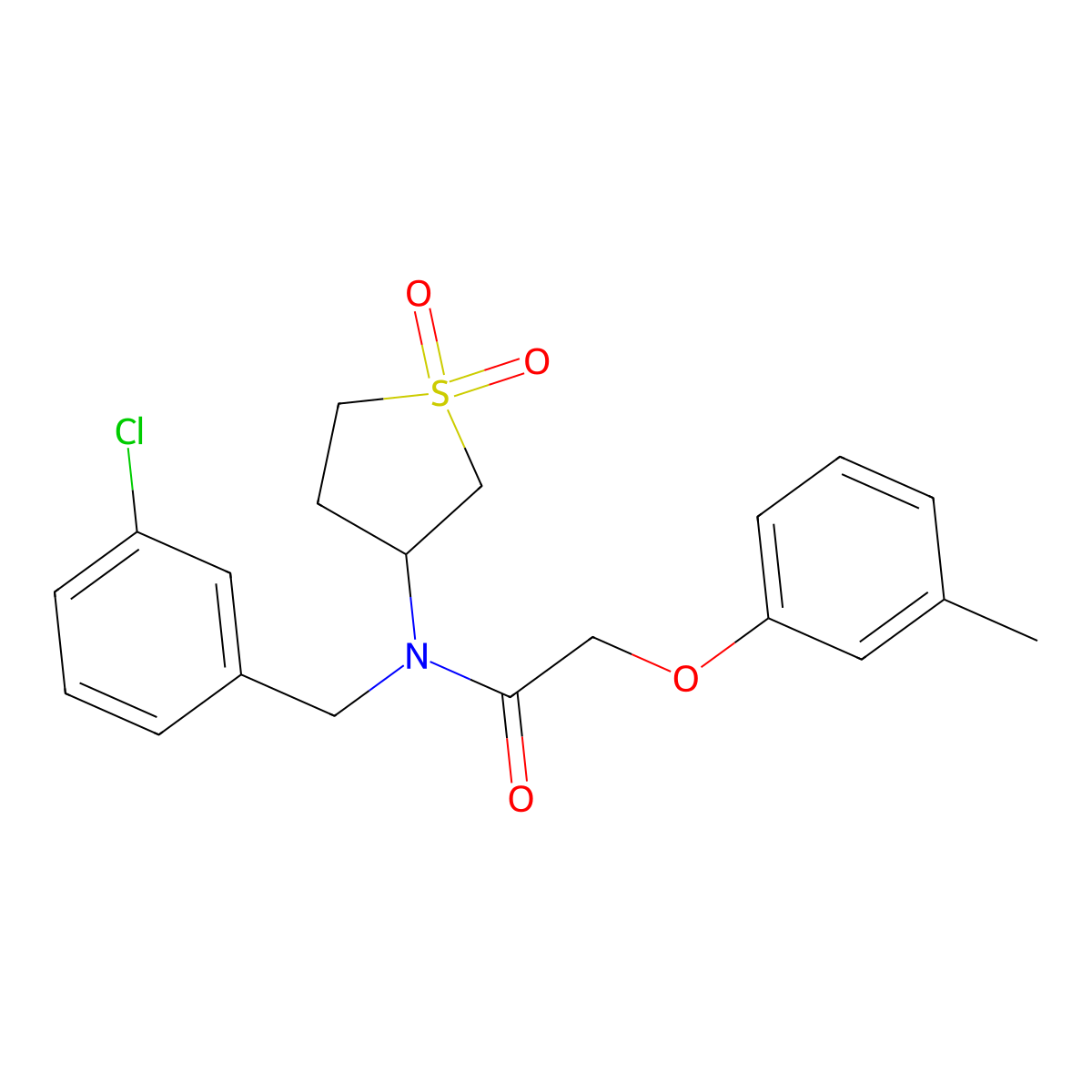 N-(3-chlorobenzyl)-N-(1,1-dioxidotetrahydrothiophen-3-yl)-2-(3-methylphenoxy)acetamide molecular structure, CAS 620559-08-2