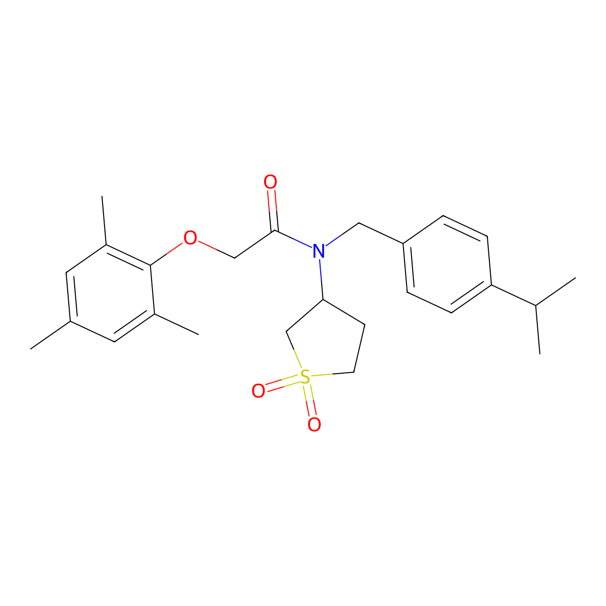 N-(1,1-dioxidotetrahydro-3-thienyl)-N-(4-isopropylbenzyl)-2-(mesityloxy)acetamide molecular structure, CAS 620559-11-7