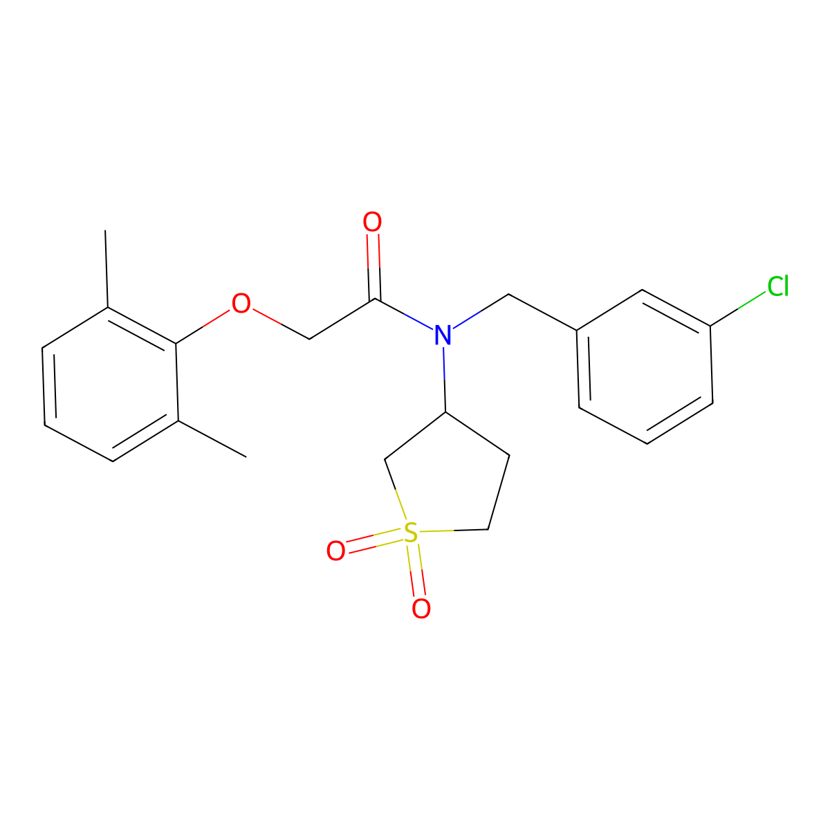 N-(3-chlorobenzyl)-2-(2,6-dimethylphenoxy)-N-(1,1-dioxidotetrahydrothiophen-3-yl)acetamide molecular structure, CAS 620559-16-2