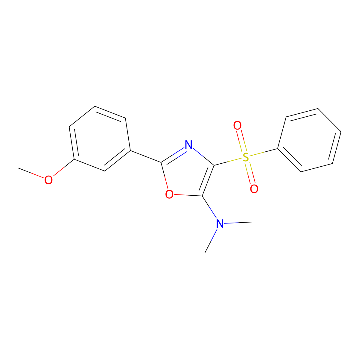 4-(benzenesulfonyl)-2-(3-methoxyphenyl)-N,N-dimethyl-1,3-oxazol-5-amine molecular structure, CAS 620559-22-0