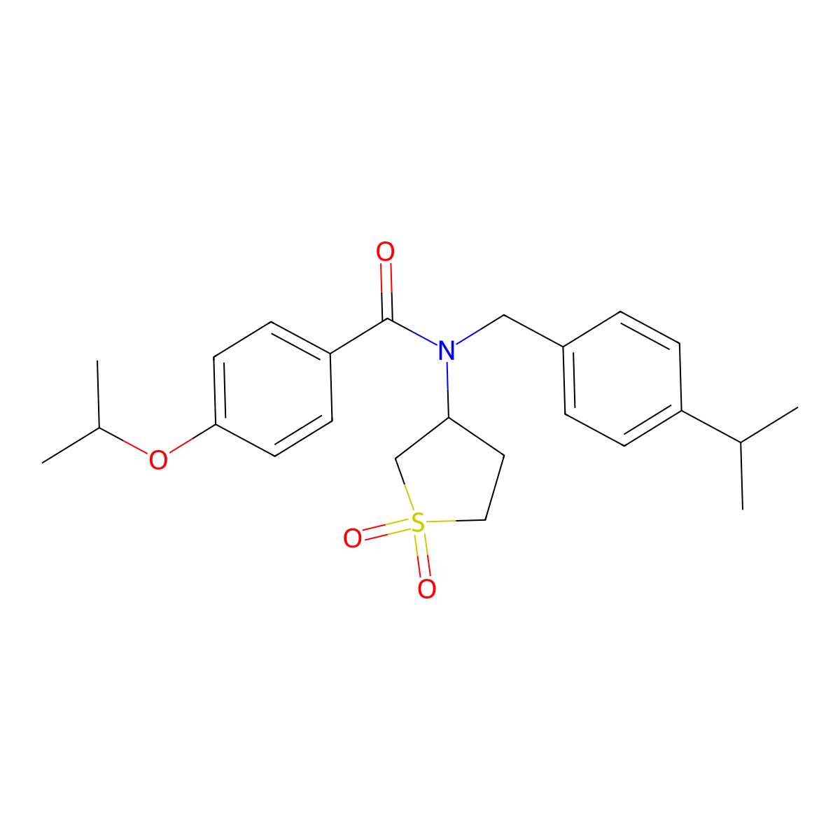 N-(1,1-dioxidotetrahydrothiophen-3-yl)-N-[4-(propan-2-yl)benzyl]-4-(propan-2-yloxy)benzamide molecular structure, CAS 620559-23-1