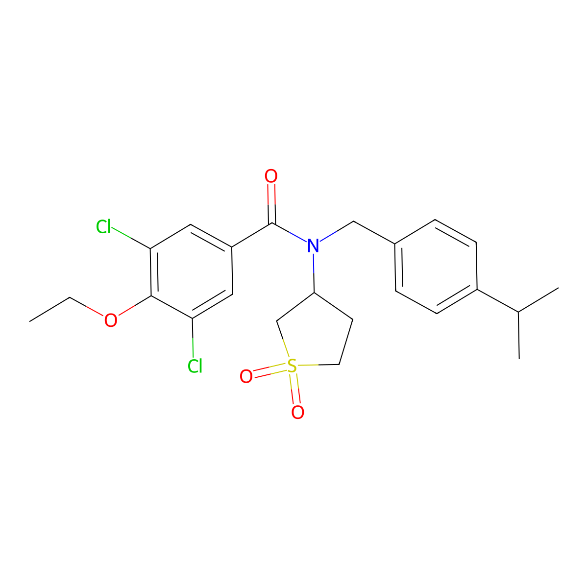 3,5-dichloro-N-(1,1-dioxidotetrahydrothiophen-3-yl)-4-ethoxy-N-[4-(propan-2-yl)benzyl]benzamide molecular structure, CAS 620559-45-7