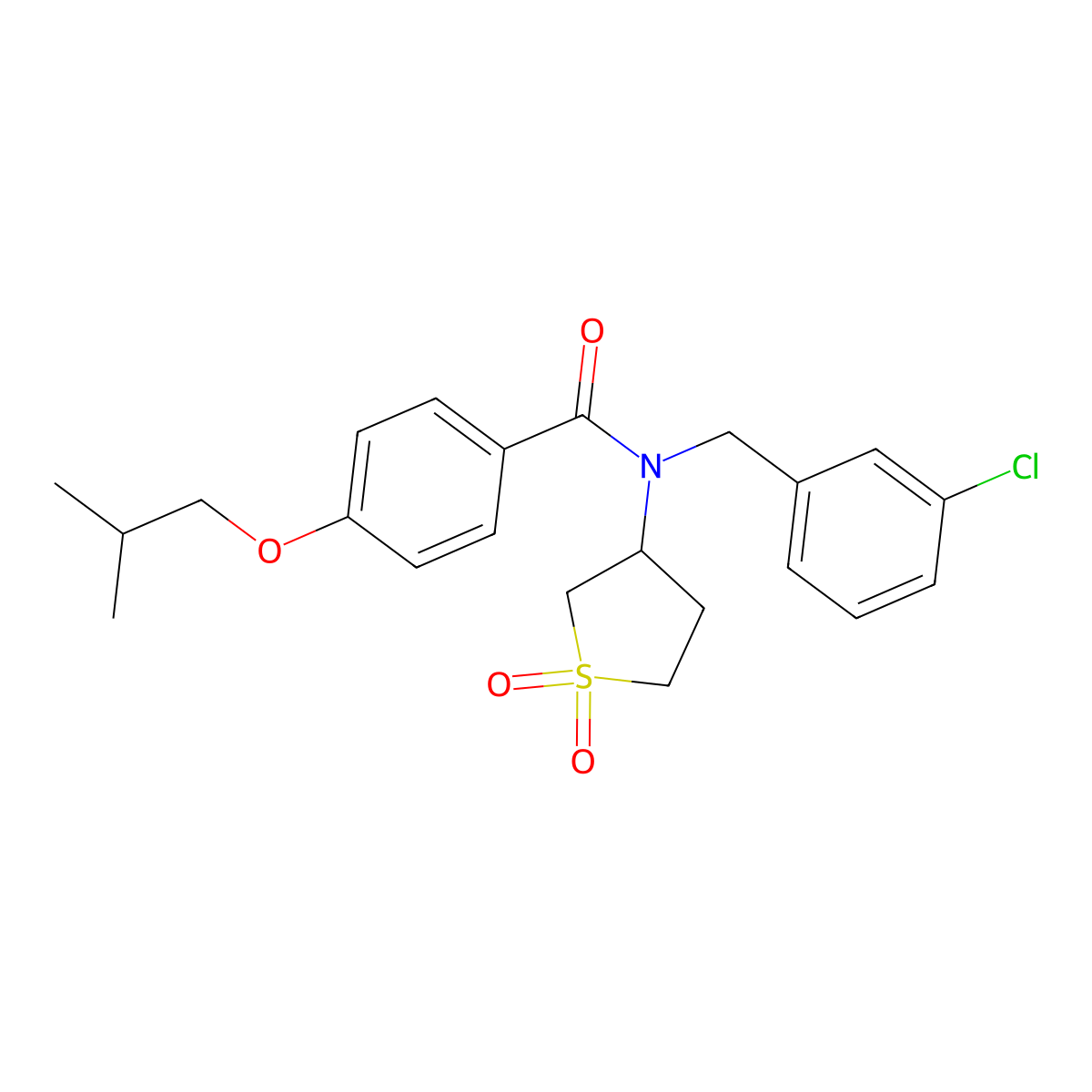 N-(3-chlorobenzyl)-N-(1,1-dioxidotetrahydrothiophen-3-yl)-4-(2-methylpropoxy)benzamide molecular structure, CAS 620559-46-8