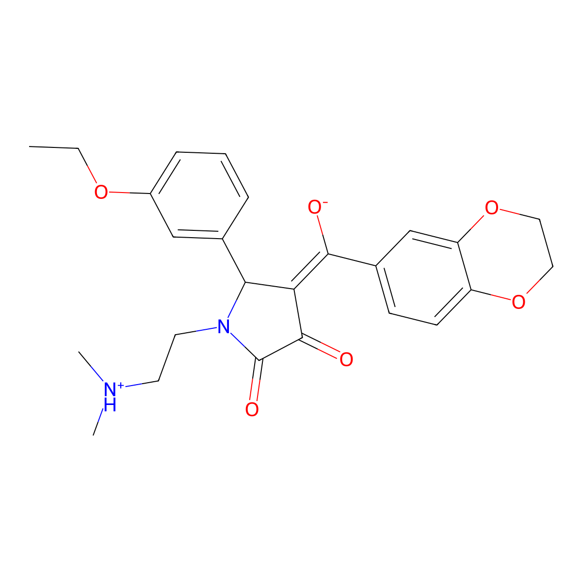 4-(2,3-dihydro-1,4-benzodioxine-6-carbonyl)-1-[2-(dimethylamino)ethyl]-5-(3-ethoxyphenyl)-3-hydroxy-2,5-dihydro-1H-pyrrol-2-one molecular structure, CAS 620559-51-5