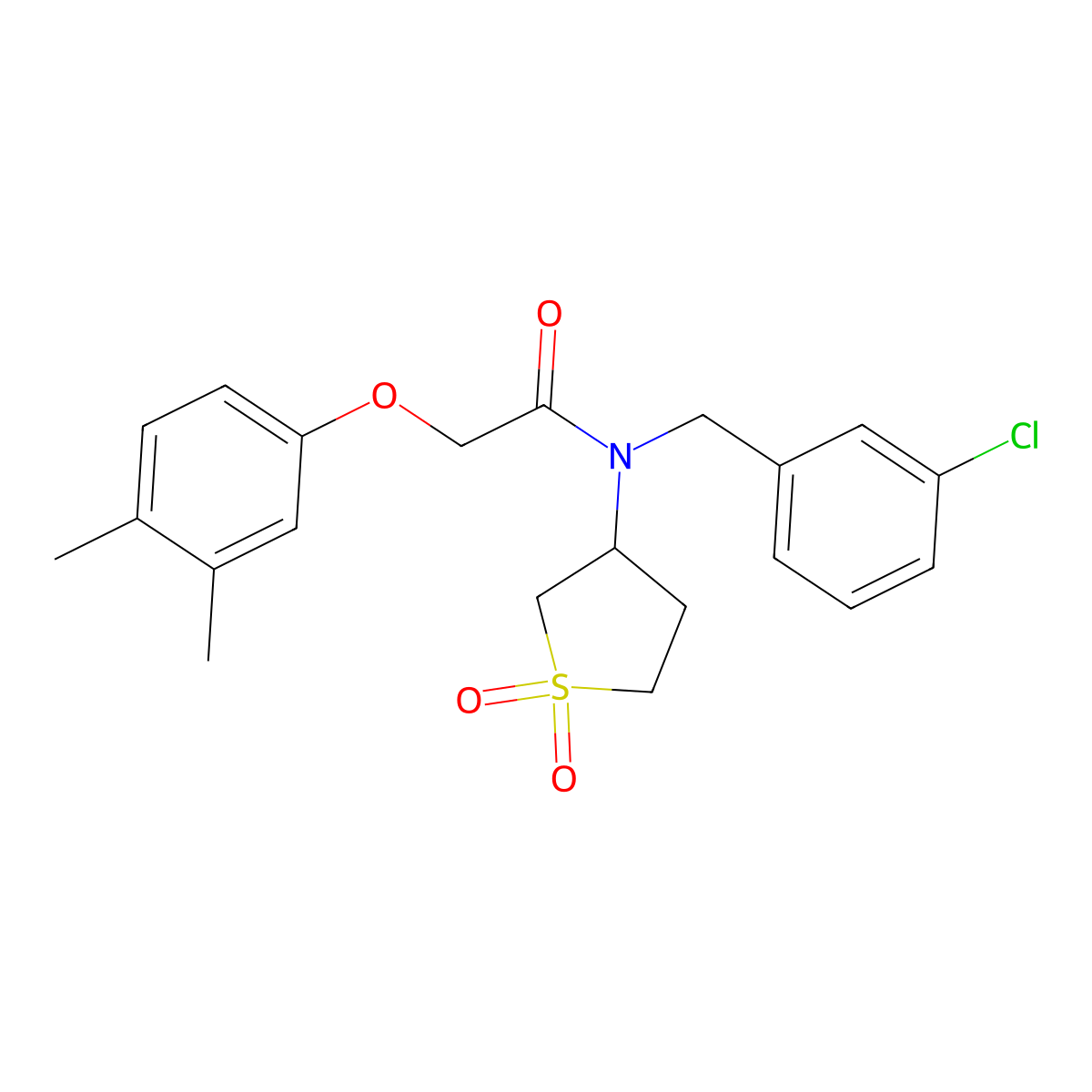 N-(3-chlorobenzyl)-2-(3,4-dimethylphenoxy)-N-(1,1-dioxidotetrahydrothiophen-3-yl)acetamide molecular structure, CAS 620559-86-6