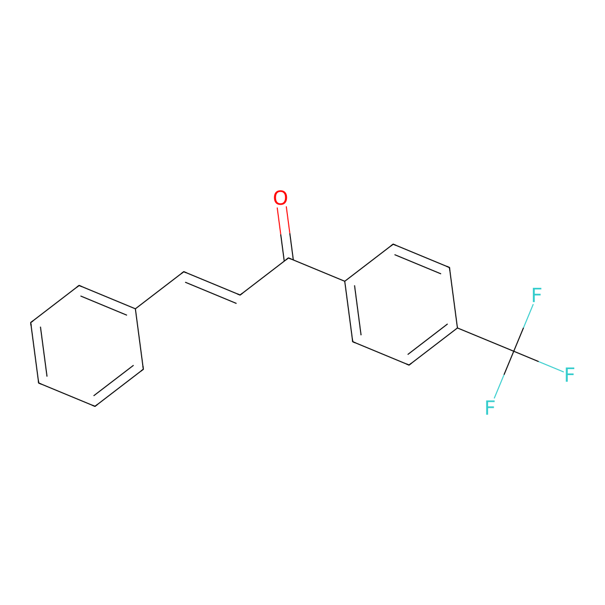 3-Phenyl-1-(4-(trifluoromethyl)phenyl)prop-2-en-1-one molecular structure, CAS 62056-10-4