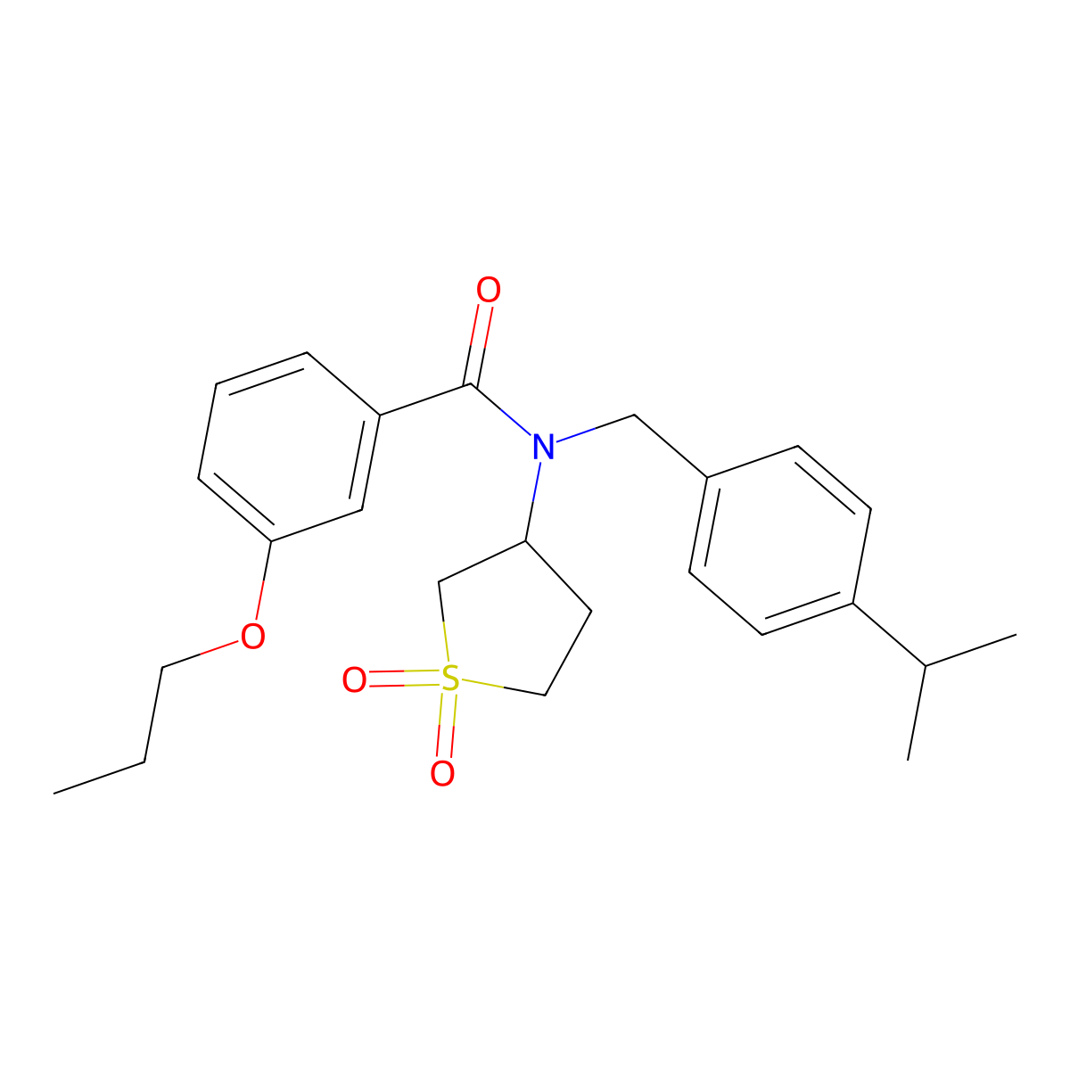 N-(1,1-dioxidotetrahydrothiophen-3-yl)-N-[4-(propan-2-yl)benzyl]-3-propoxybenzamide molecular structure, CAS 620560-01-2
