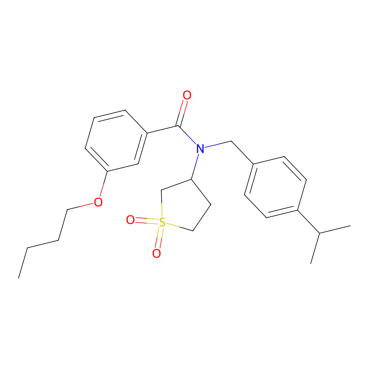 3-butoxy-N-(1,1-dioxidotetrahydrothiophen-3-yl)-N-[4-(propan-2-yl)benzyl]benzamide molecular structure, CAS 620560-04-5
