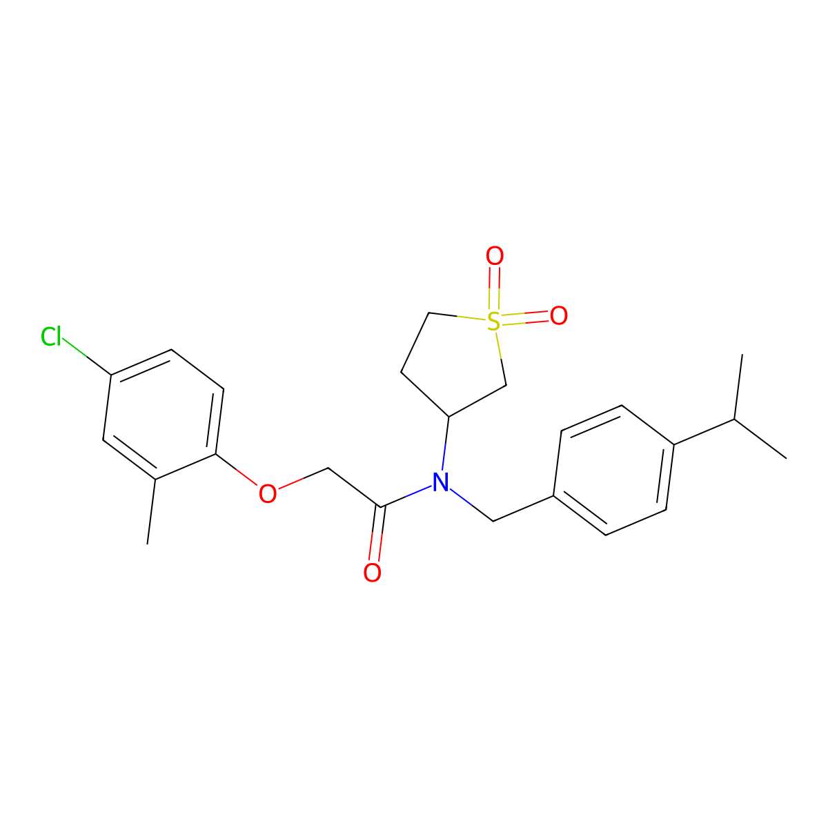 2-(4-chloro-2-methylphenoxy)-N-(1,1-dioxidotetrahydrothiophen-3-yl)-N-[4-(propan-2-yl)benzyl]acetamide molecular structure, CAS 620560-10-3