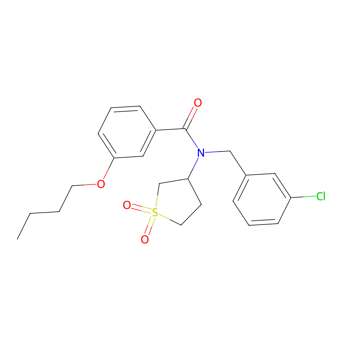 3-butoxy-N-(3-chlorobenzyl)-N-(1,1-dioxidotetrahydrothiophen-3-yl)benzamide molecular structure, CAS 620560-12-5
