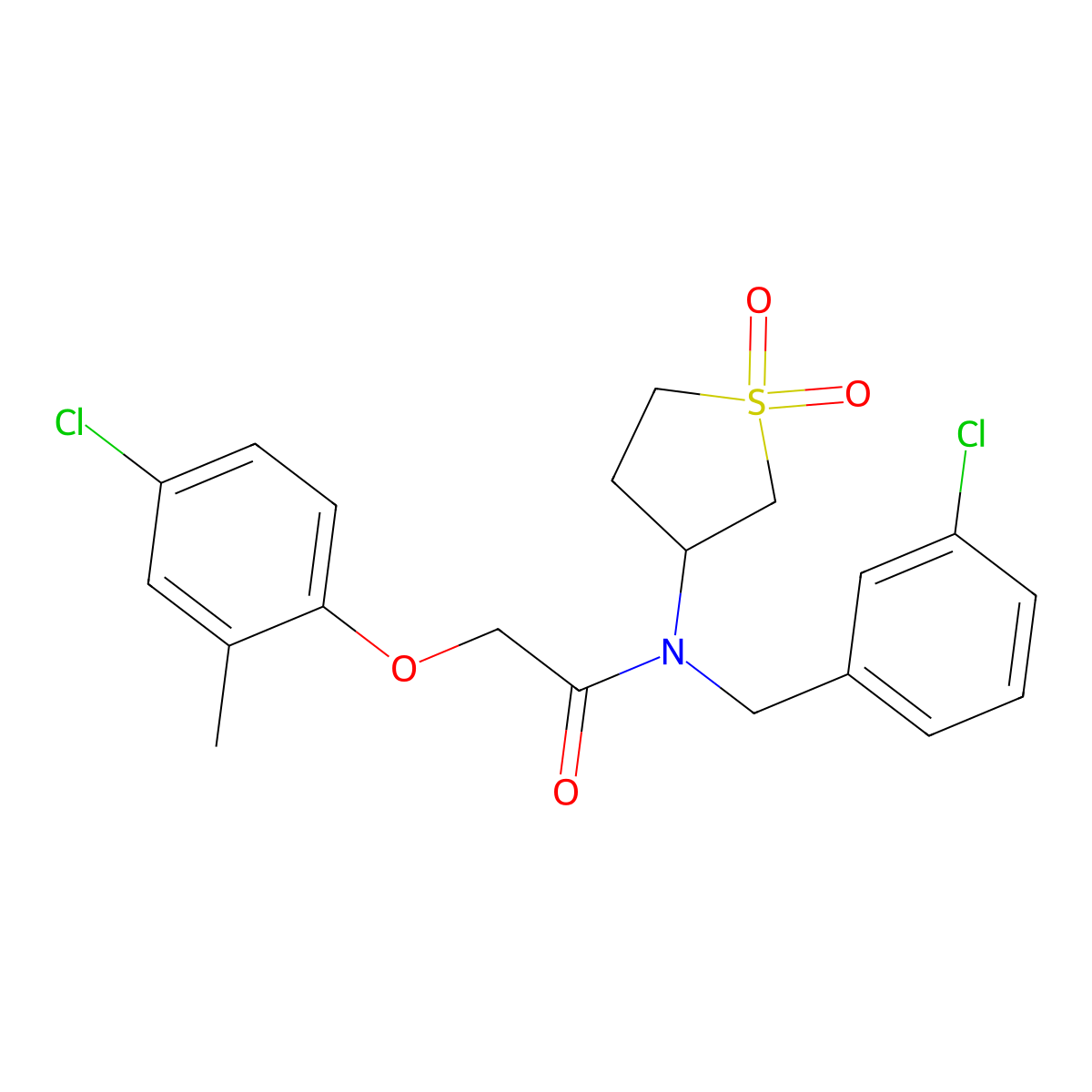 N-(3-chlorobenzyl)-2-(4-chloro-2-methylphenoxy)-N-(1,1-dioxidotetrahydrothiophen-3-yl)acetamide molecular structure, CAS 620560-17-0