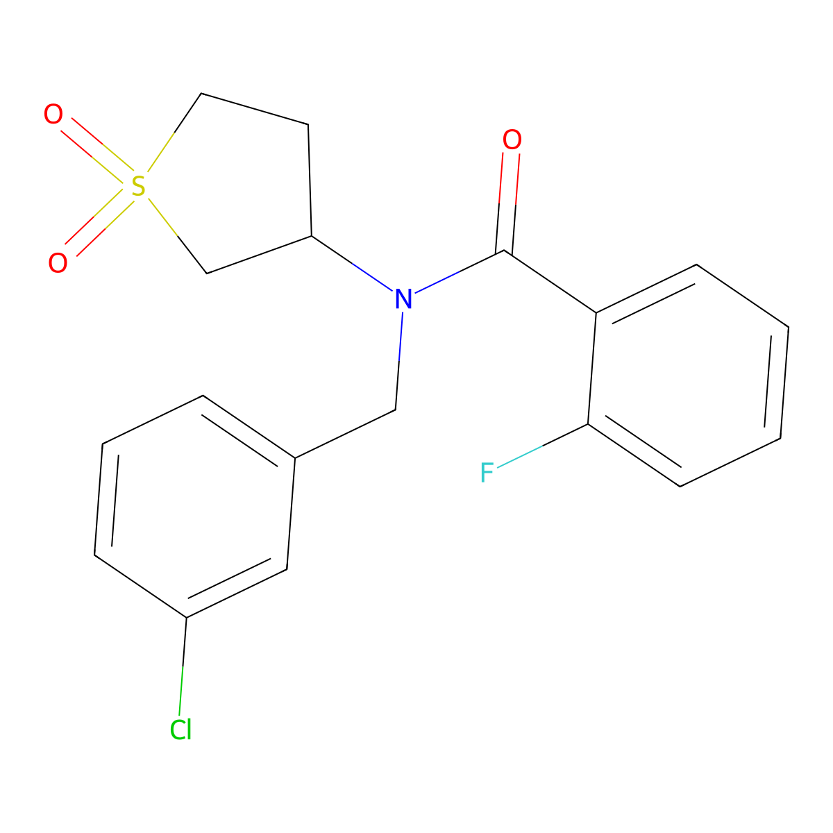 N-(3-chlorobenzyl)-N-(1,1-dioxidotetrahydrothiophen-3-yl)-2-fluorobenzamide molecular structure, CAS 620560-20-5
