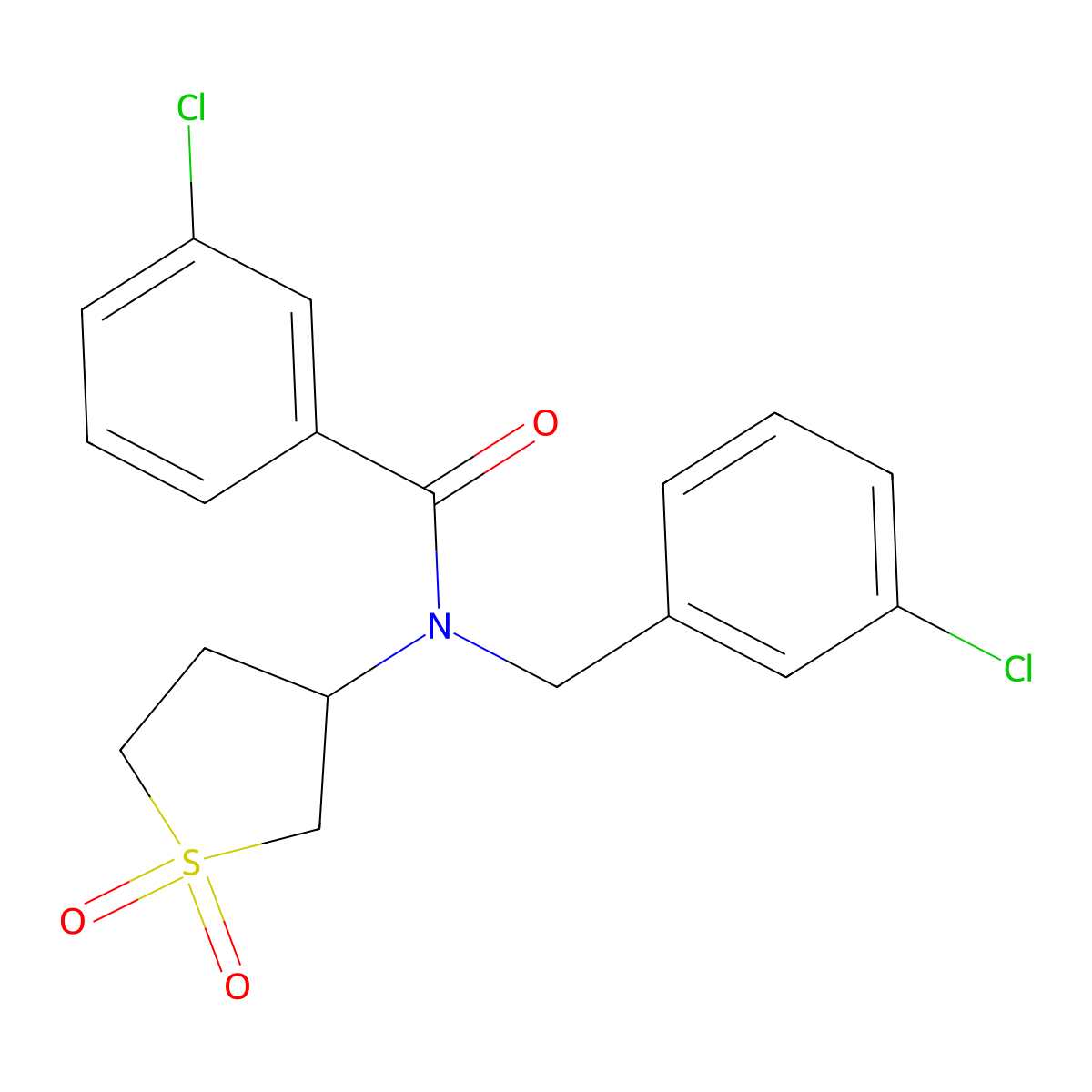 3-chloro-N-(3-chlorobenzyl)-N-(1,1-dioxidotetrahydrothiophen-3-yl)benzamide molecular structure, CAS 620560-24-9