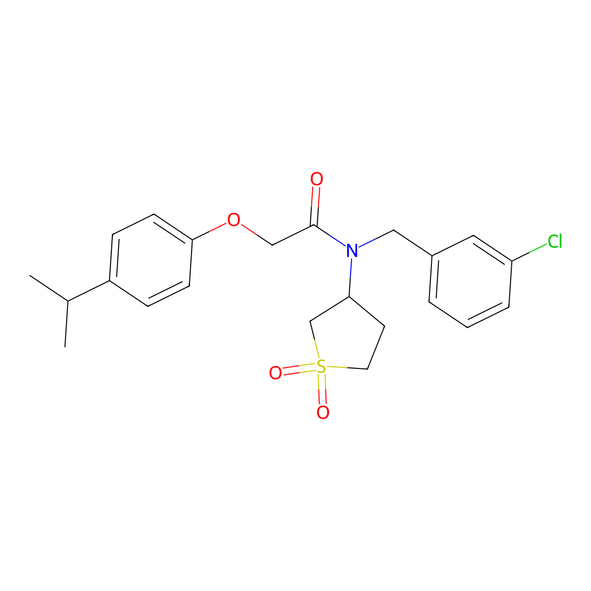 N-(3-chlorobenzyl)-N-(1,1-dioxidotetrahydrothiophen-3-yl)-2-[4-(propan-2-yl)phenoxy]acetamide molecular structure, CAS 620560-37-4