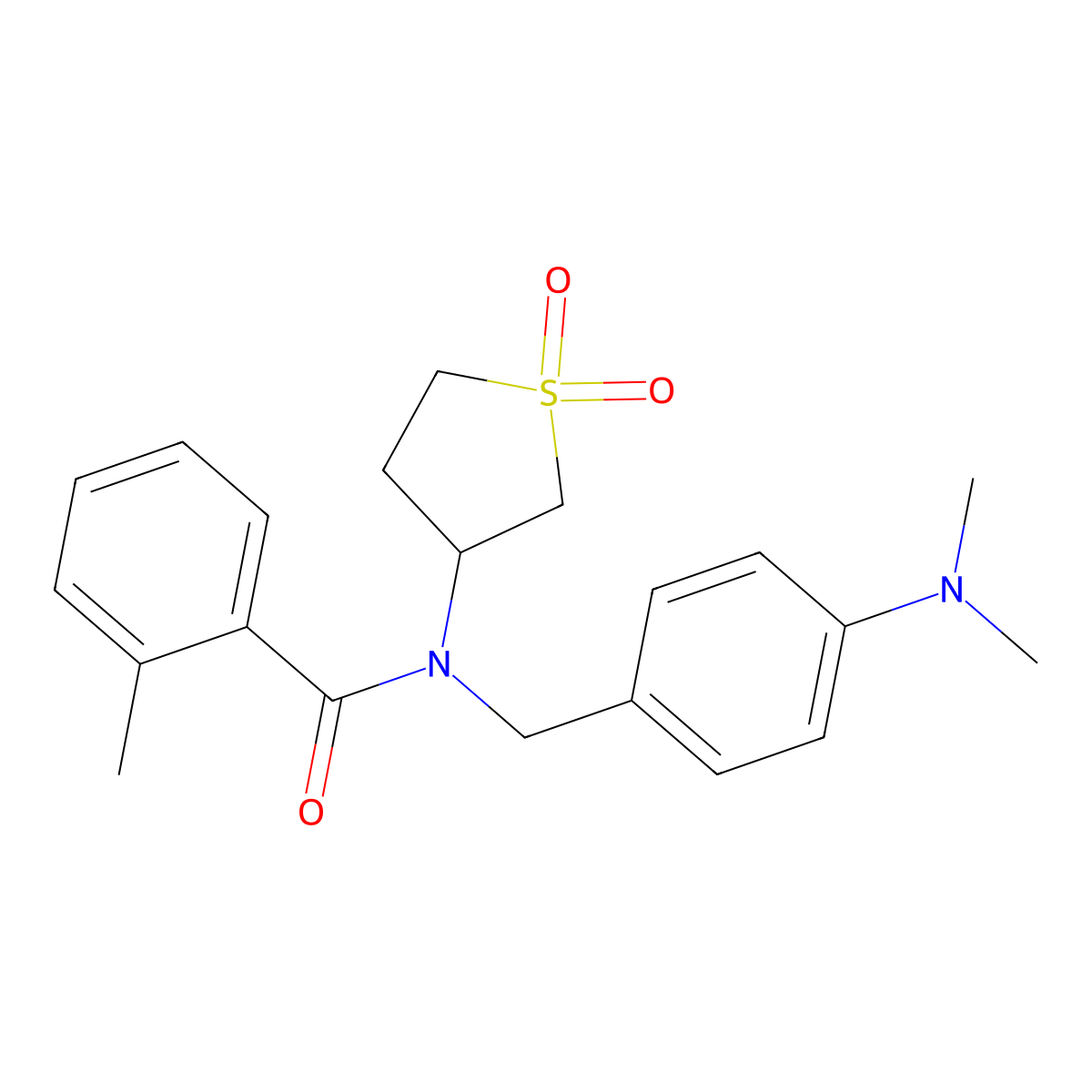 N-[4-(dimethylamino)benzyl]-N-(1,1-dioxidotetrahydrothiophen-3-yl)-2-methylbenzamide molecular structure, CAS 620560-54-5