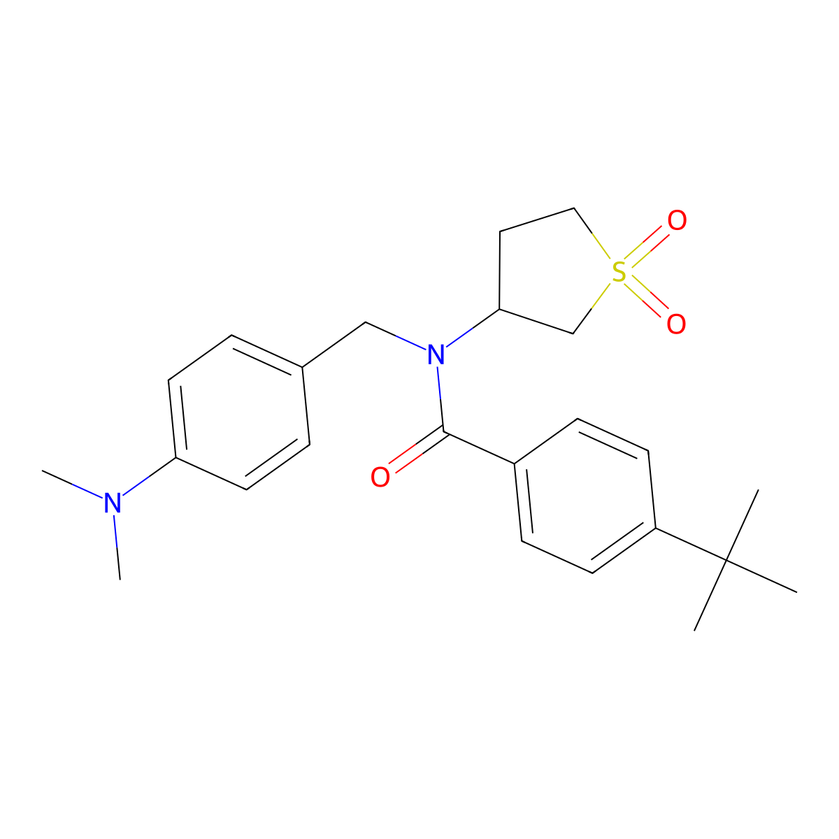4-tert-butyl-N-[4-(dimethylamino)benzyl]-N-(1,1-dioxidotetrahydrothiophen-3-yl)benzamide molecular structure, CAS 620560-57-8