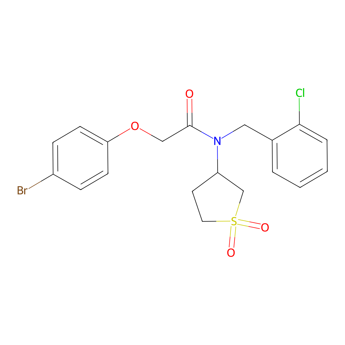 2-(4-bromophenoxy)-N-(2-chlorobenzyl)-N-(1,1-dioxidotetrahydrothiophen-3-yl)acetamide molecular structure, CAS 620560-58-9
