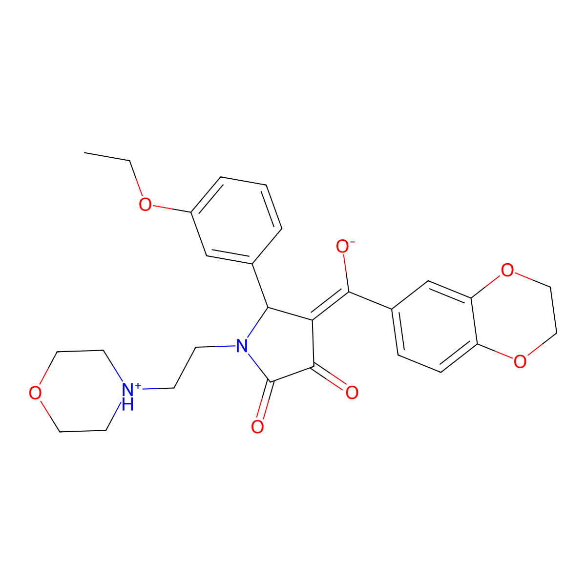 4-(2,3-dihydro-1,4-benzodioxine-6-carbonyl)-5-(3-ethoxyphenyl)-3-hydroxy-1-[2-(morpholin-4-yl)ethyl]-2,5-dihydro-1H-pyrrol-2-one molecular structure, CAS 620560-66-9