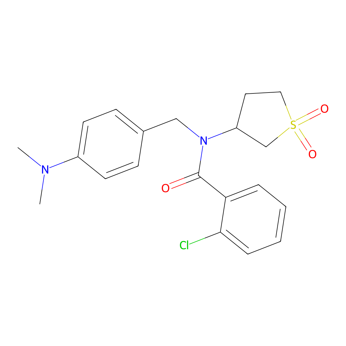 2-chloro-N-[4-(dimethylamino)benzyl]-N-(1,1-dioxidotetrahydrothiophen-3-yl)benzamide molecular structure, CAS 620560-68-1