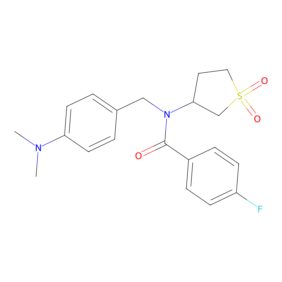 N-[4-(dimethylamino)benzyl]-N-(1,1-dioxidotetrahydrothiophen-3-yl)-4-fluorobenzamide molecular structure, CAS 620560-76-1