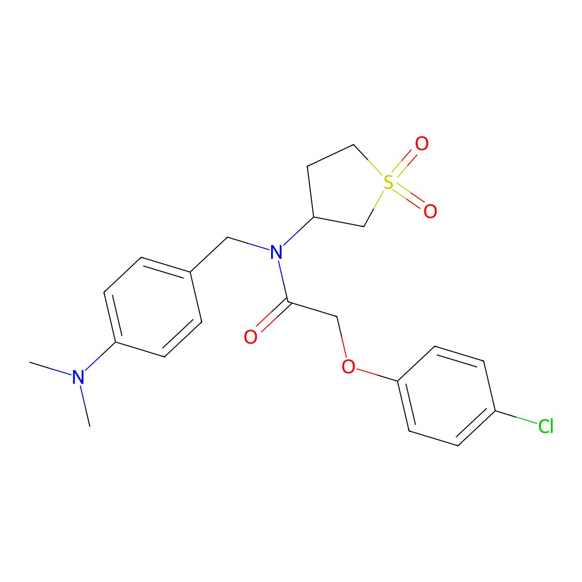 2-(4-chlorophenoxy)-N-[4-(dimethylamino)benzyl]-N-(1,1-dioxidotetrahydrothiophen-3-yl)acetamide molecular structure, CAS 620560-79-4